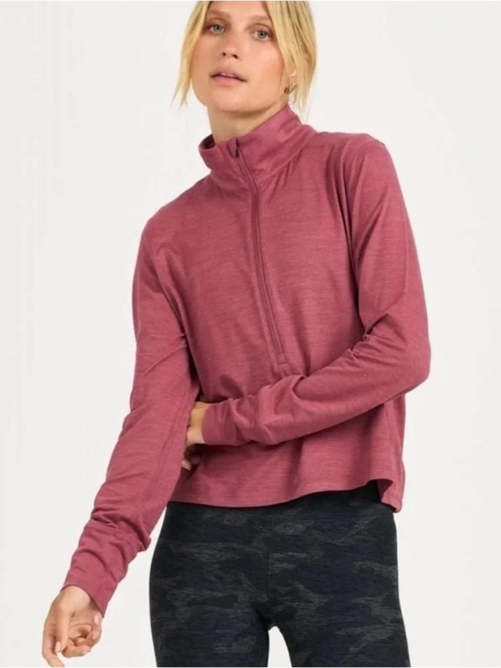 VUORI 1/2 Zip Crescent Rose Long Sleeve Pullover Top L